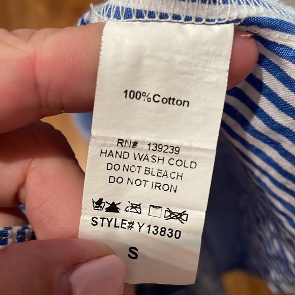 Do+Be Blue and White Striped Cold Shoulder Top - Picture 6 of 6